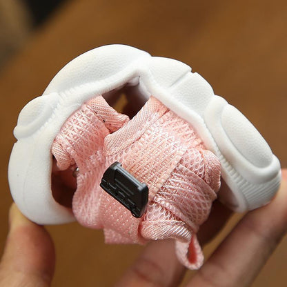Baby sandals pink canvas toddler with adjustable strap and white sole on Tampa Home & Garden Store