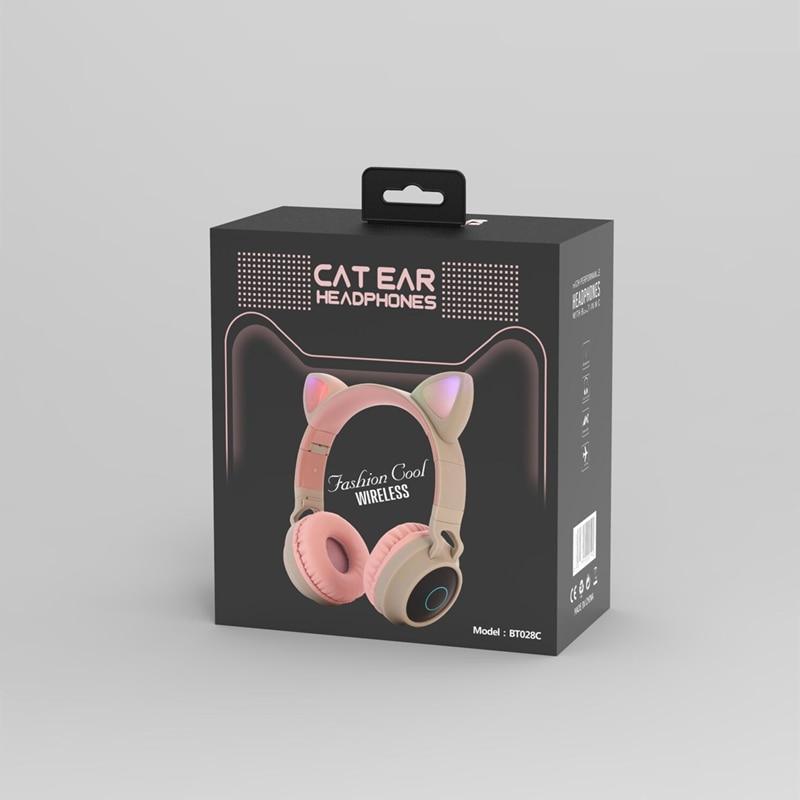 Stevvex Cat Ear Headphones pink wireless over-ear headphones with LED ears on Tampa Home & Garden Store