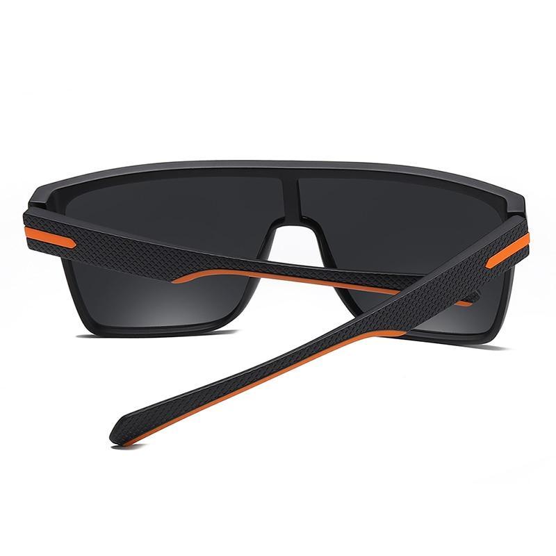 Stevvex polarized square sunglasses with black frame and orange accents UV400 driving style on Tampa Home & Garden Store