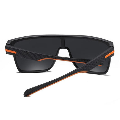 Stevvex polarized square sunglasses with black frame and orange accents UV400 driving style on Tampa Home & Garden Store