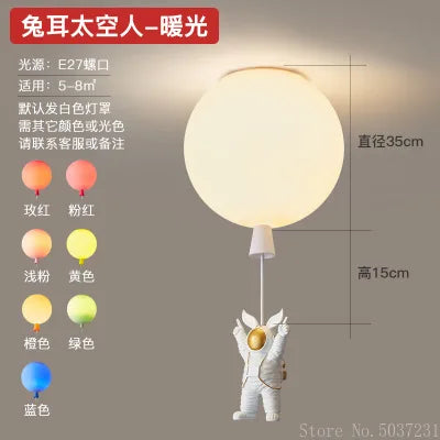 DecorBites Kids Space Balloon LED ceiling lamp with astronaut charm, Nordic decor on Tampa Home & Garden Store