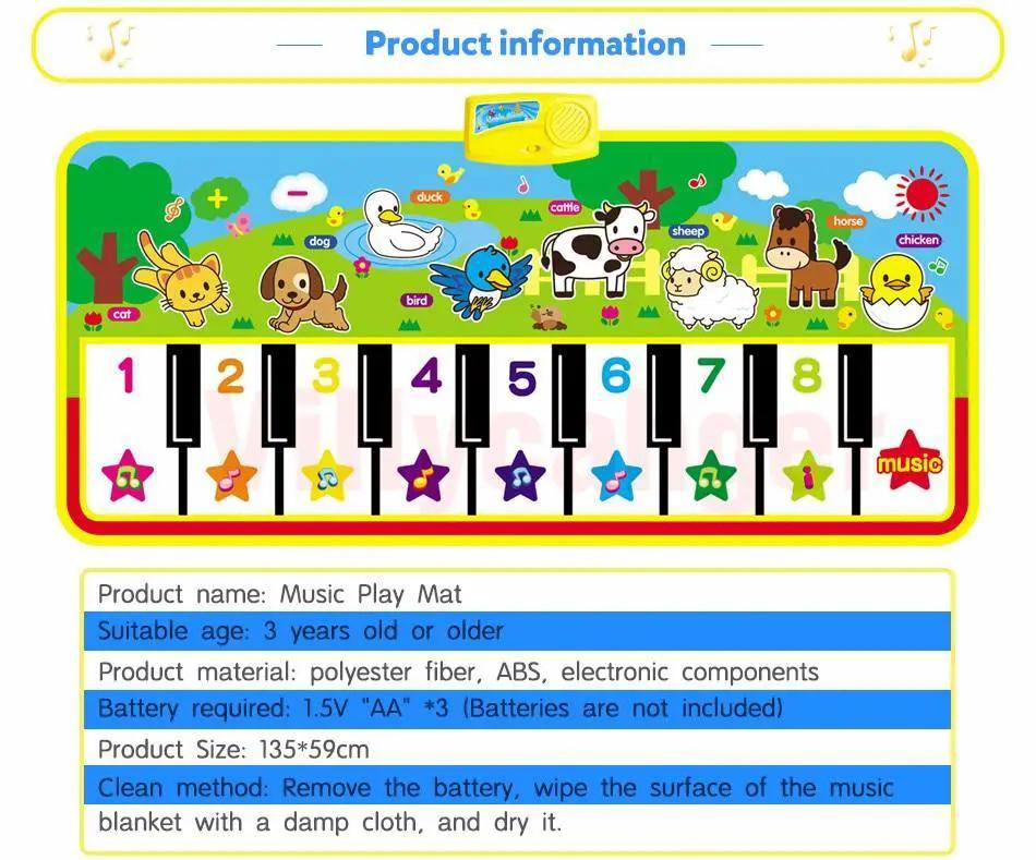 Musical Play Mat Piano With 8 Animal Sounds