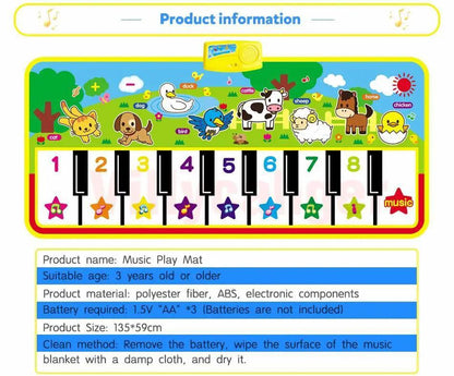 Musical Play Mat Piano With 8 Animal Sounds