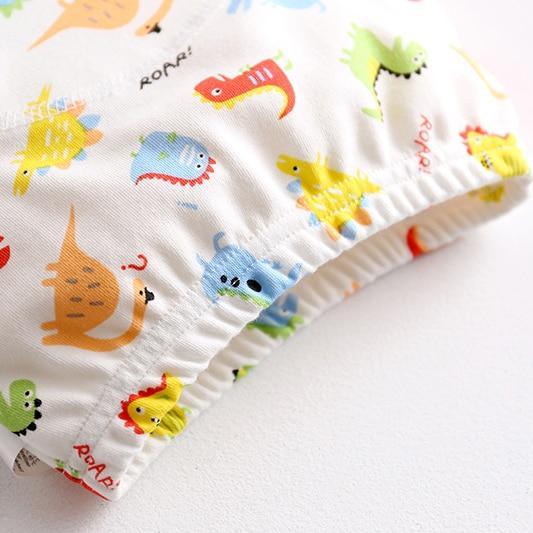 Stevvex 8-layer reusable baby diaper with dinosaur print on fabric leak-proof side on Tampa Home & Garden Store