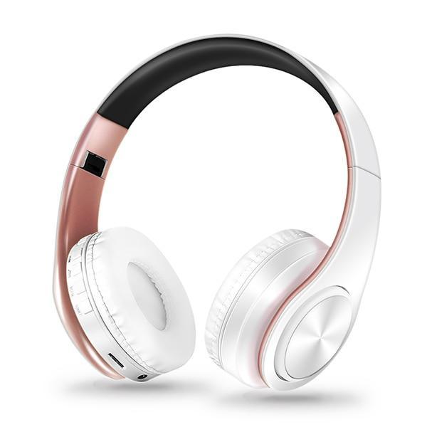 Stevvex Bluetooth Headphones with Microphone ST10S4219GBY, white and rose-gold over-ear on Tampa Home & Garden Store