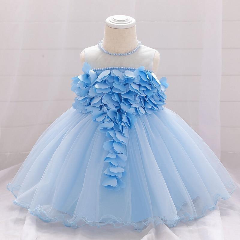 Stevvex luxury toddler baby girl blue lace petal bodice tutu dress with layered tulle skirt on Tampa Home & Garden Store