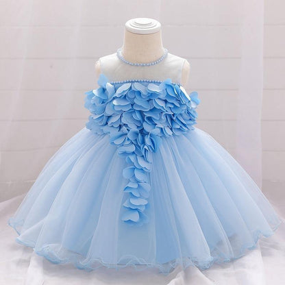 Stevvex luxury toddler baby girl blue lace petal bodice tutu dress with layered tulle skirt on Tampa Home & Garden Store