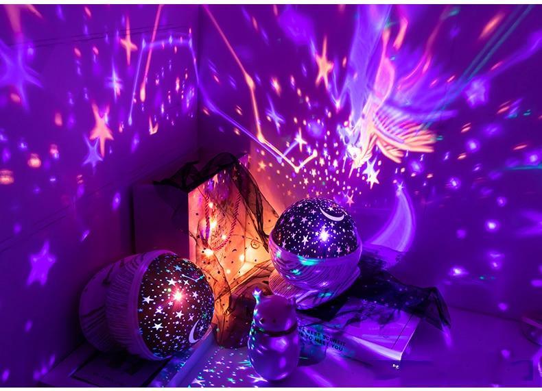 Stevvex LED starry night light projector lamps for baby room purple star projection 2 shown on Tampa Home & Garden Store
