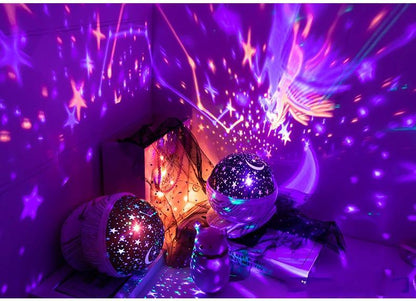 Stevvex LED starry night light projector lamps for baby room purple star projection 2 shown on Tampa Home & Garden Store