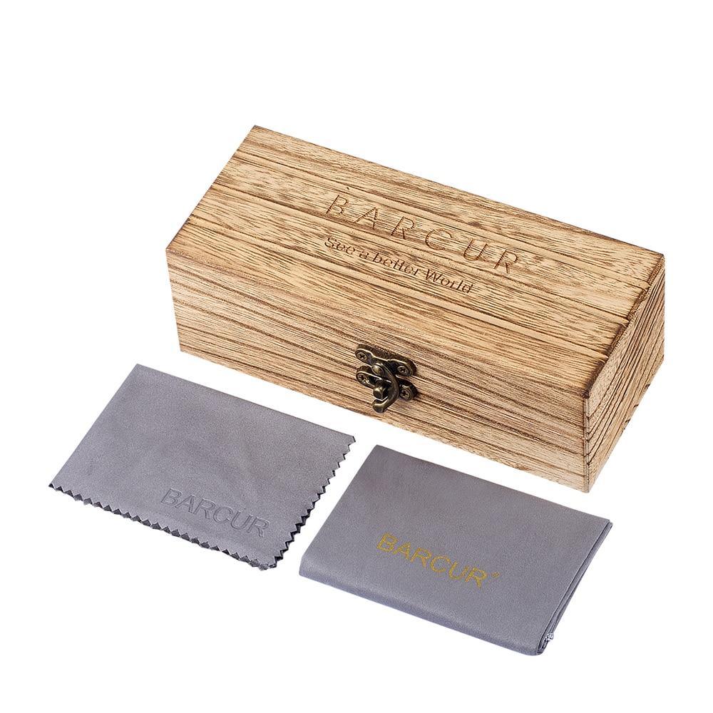 Sunglasses box by BARCUR with two microfiber cleaning cloths on Tampa Home & Garden Store
