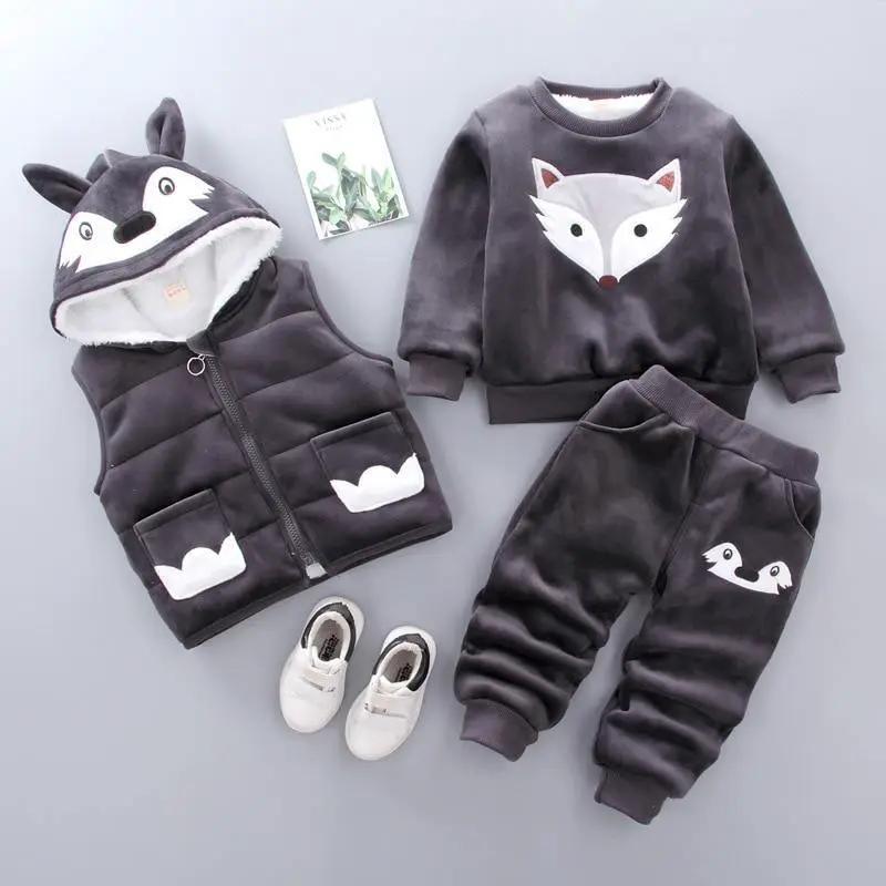 Bear Ear Hooded Baby Sweater Set for Autumn Wear