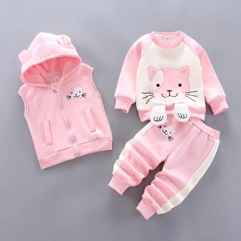 Bear Ear Hooded Baby Sweater Set for Autumn Wear