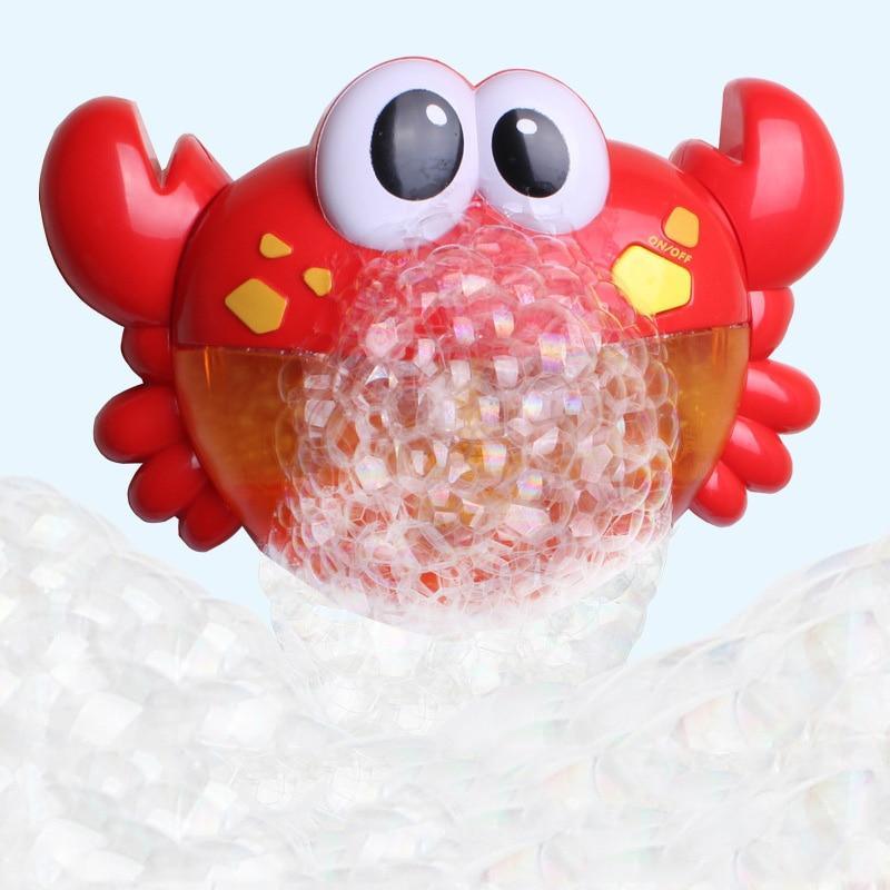 Stevvex baby bath toy crab bubble machine red with big eyes and on/off button releasing bubbles on Tampa Home & Garden Store