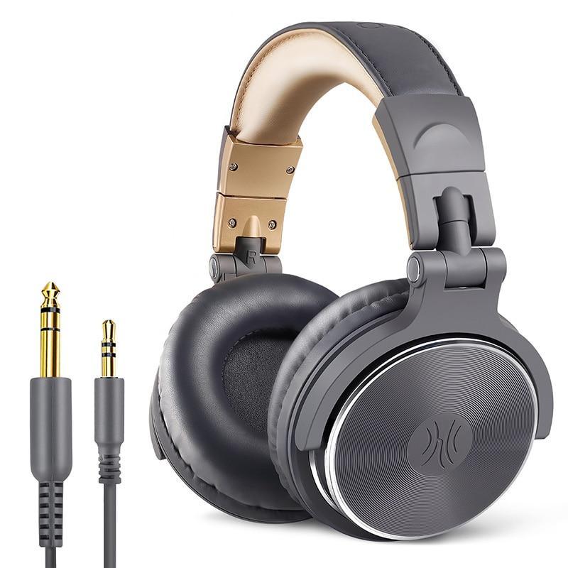 Stevvex DJ headphones gray over-ear with mic, wired stereo monitoring ideal for music on Tampa Home & Garden Store