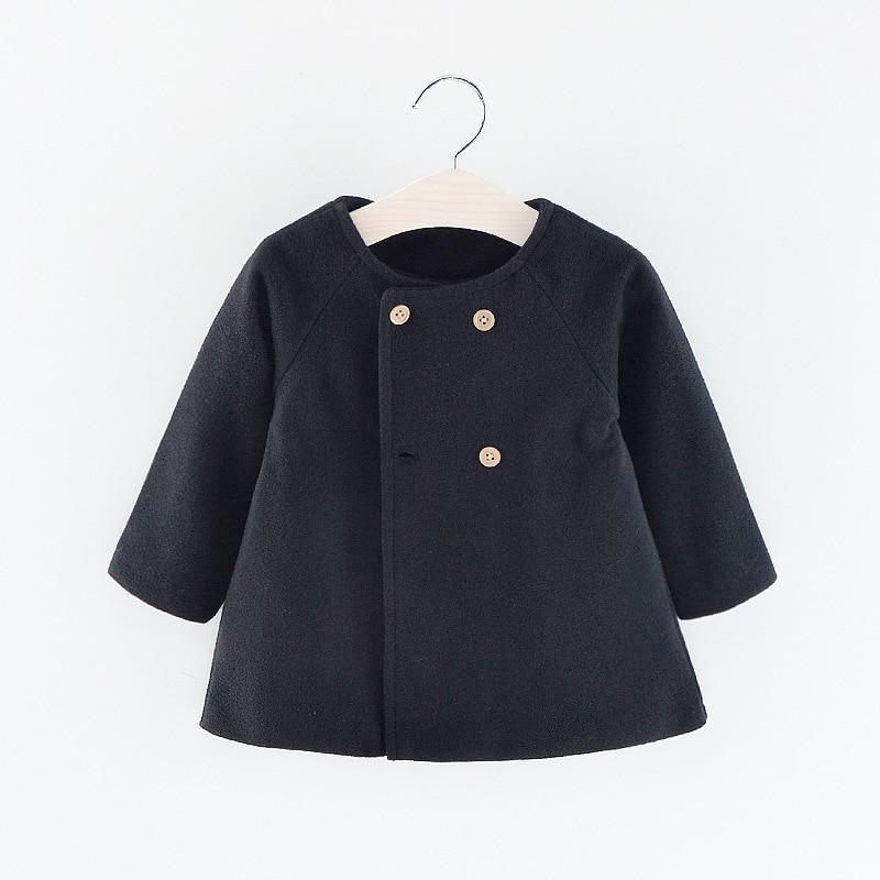 Baby Girl Woolen Long Coat by Stevvex, black, windproof, wooden buttons for autumn and winter on Tampa Home & Garden Store