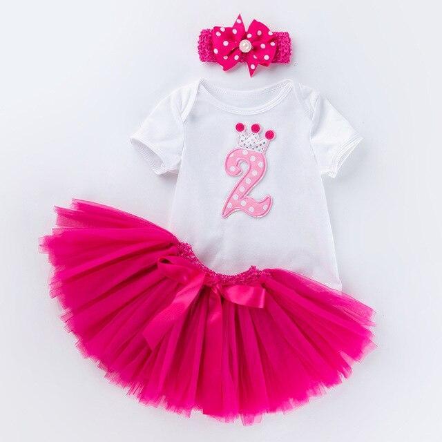 3-piece baby birthday outfit: white tee with pink 2 crown, hot pink tutu headband on Tampa Home & Garden Store