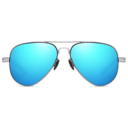 Stevvex aviator sunglasses with polarized blue mirrored lenses and silver frame on Tampa Home & Garden Store