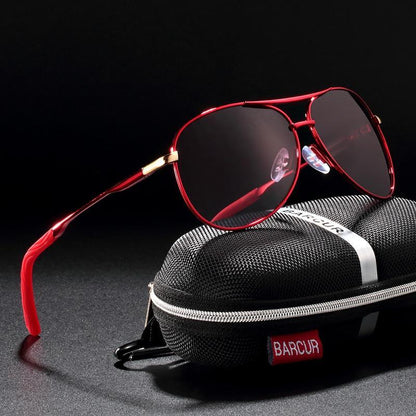 Stevvex red aviator sunglasses with polarized UV400 lenses in aviation pilot style on Tampa Home & Garden Store