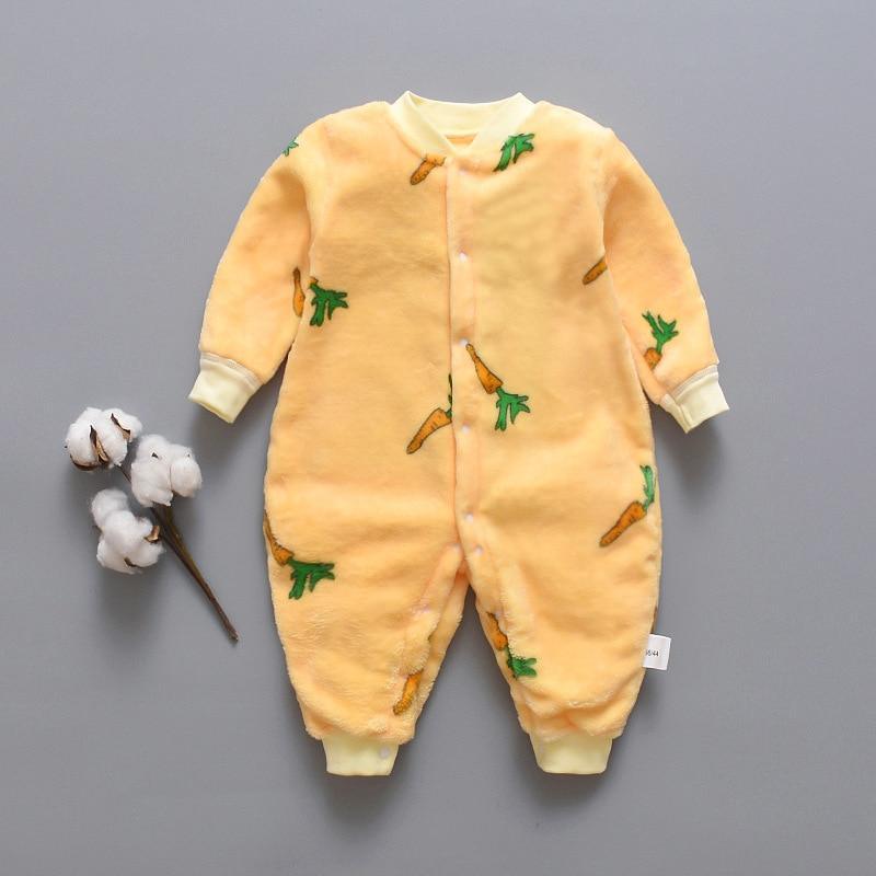 Stevvex newborn fleece romper peach carrot print warm infant jumpsuit for winter on Tampa Home & Garden Store