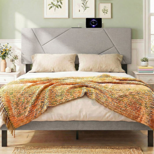 Headboard for Full Size Bed and Queen Geometric Upholstered Head Board - Tampa Home & Garden Store