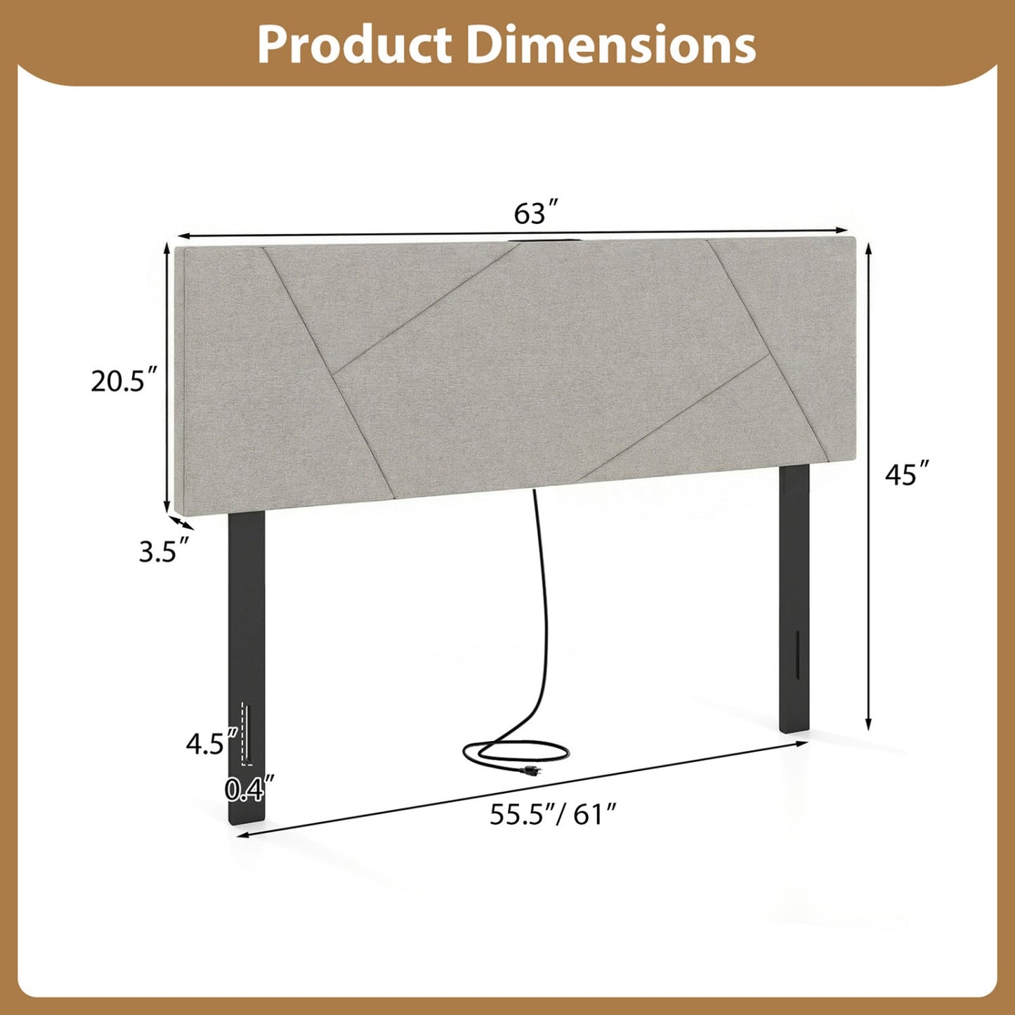 Headboard for Full Size Bed and Queen Geometric Upholstered Head Board