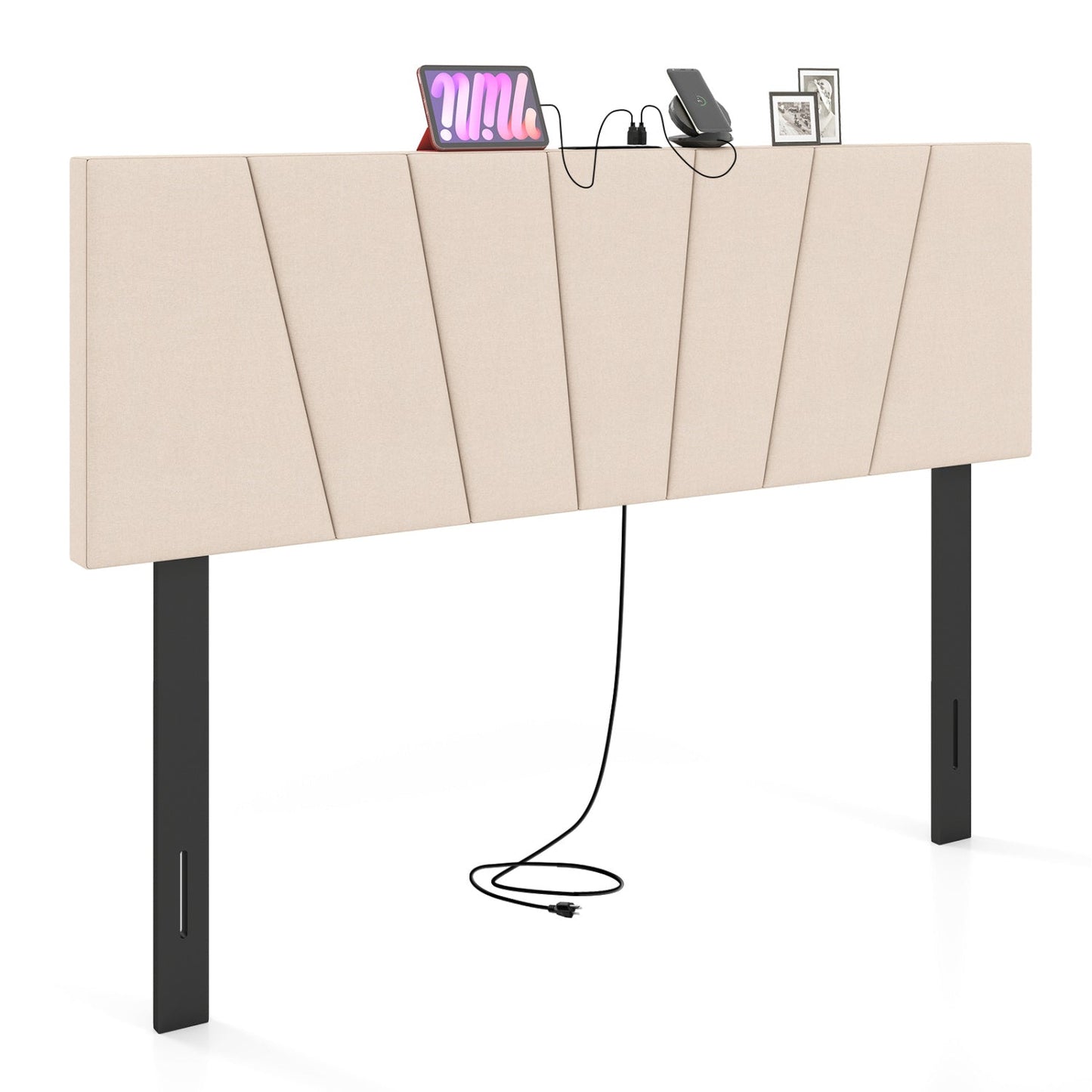 Headboard for Queen and Full Size Bed Geometric Upholstered Head Board