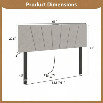 Headboard for Queen and Full Size Bed Geometric Upholstered Head Board