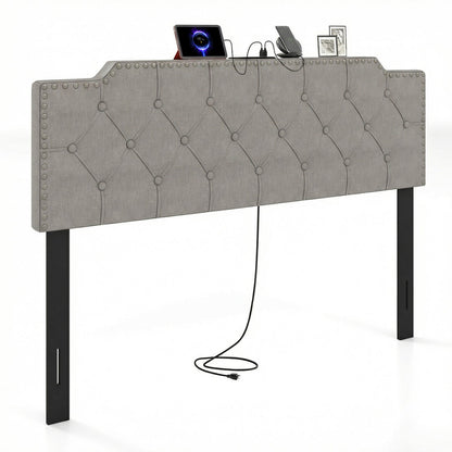 Headboard for Queen and Full Size Bed Rivet Tufted Upholstered Head Board