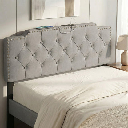 Headboard for Queen and Full Size Bed Rivet Tufted Upholstered Head Board