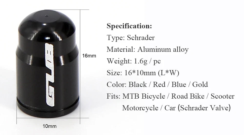 Aluminum Schrader valve caps by BikerZoneZ, black, fits MTB bike, scooter, motorcycle, car on Tampa Home & Garden Store