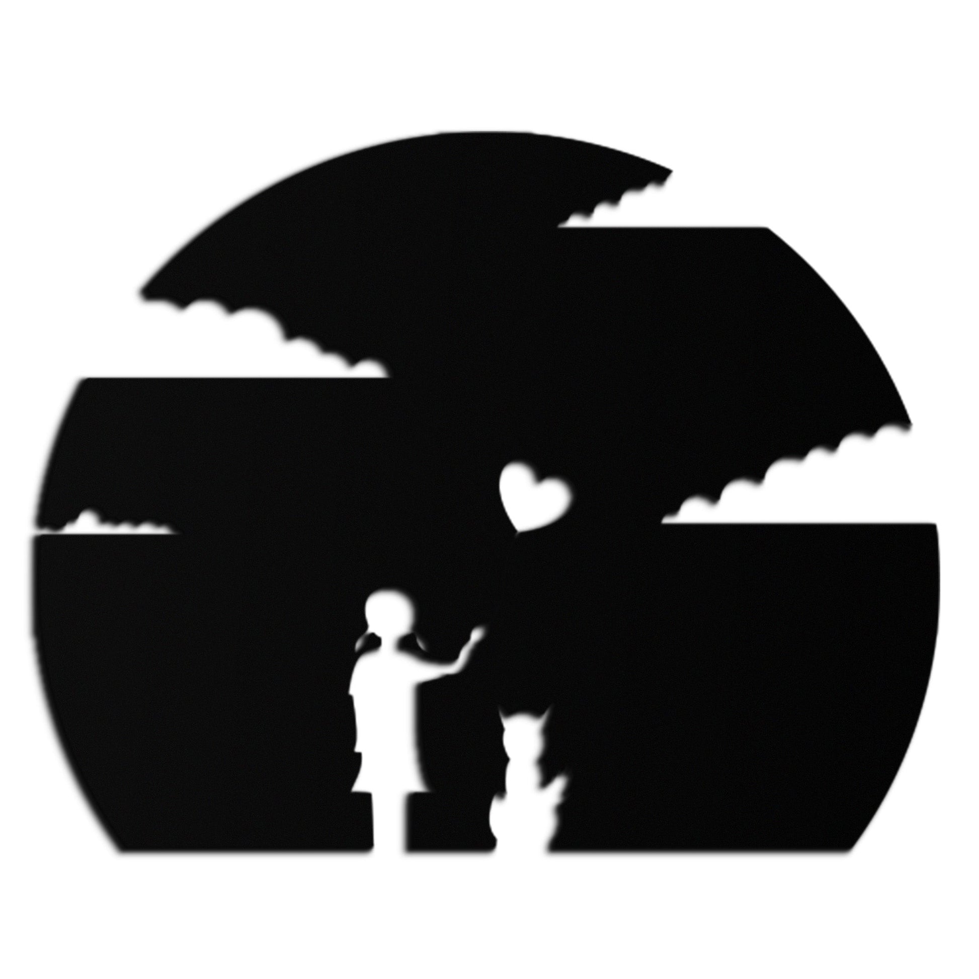 Heart Balloon Girl & Cat Metal Wall Art - Whimsical Steel Decor - KAF140 - Tampa Home & Garden Store