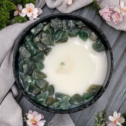 Heart Chakra Crystal Candle with Green Aventurine | Coconut-Soy Wax Candle, 9oz - Tampa Home & Garden Store