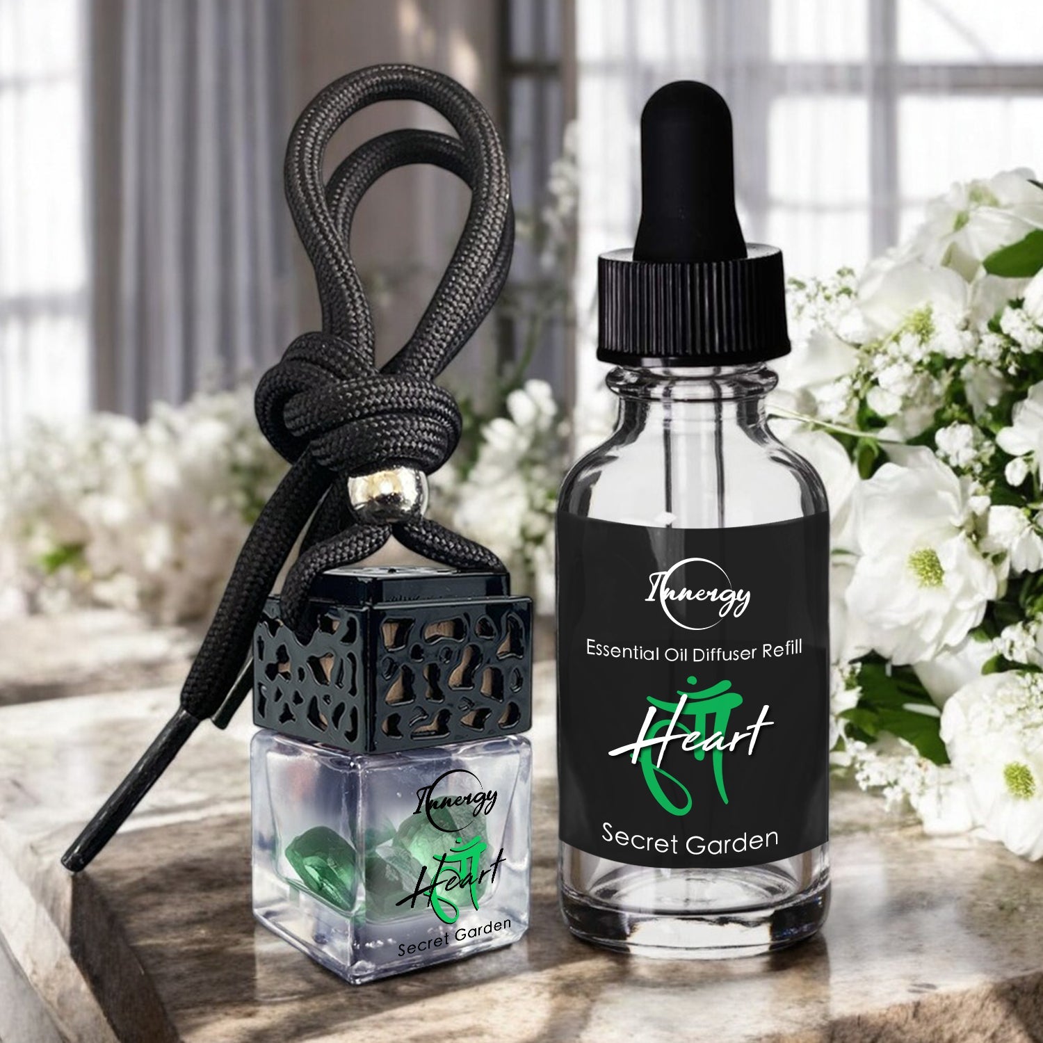 Heart Chakra Crystal-Enhanced Oil Diffuser, Car Air Freshener, 8ml - Tampa Home & Garden Store