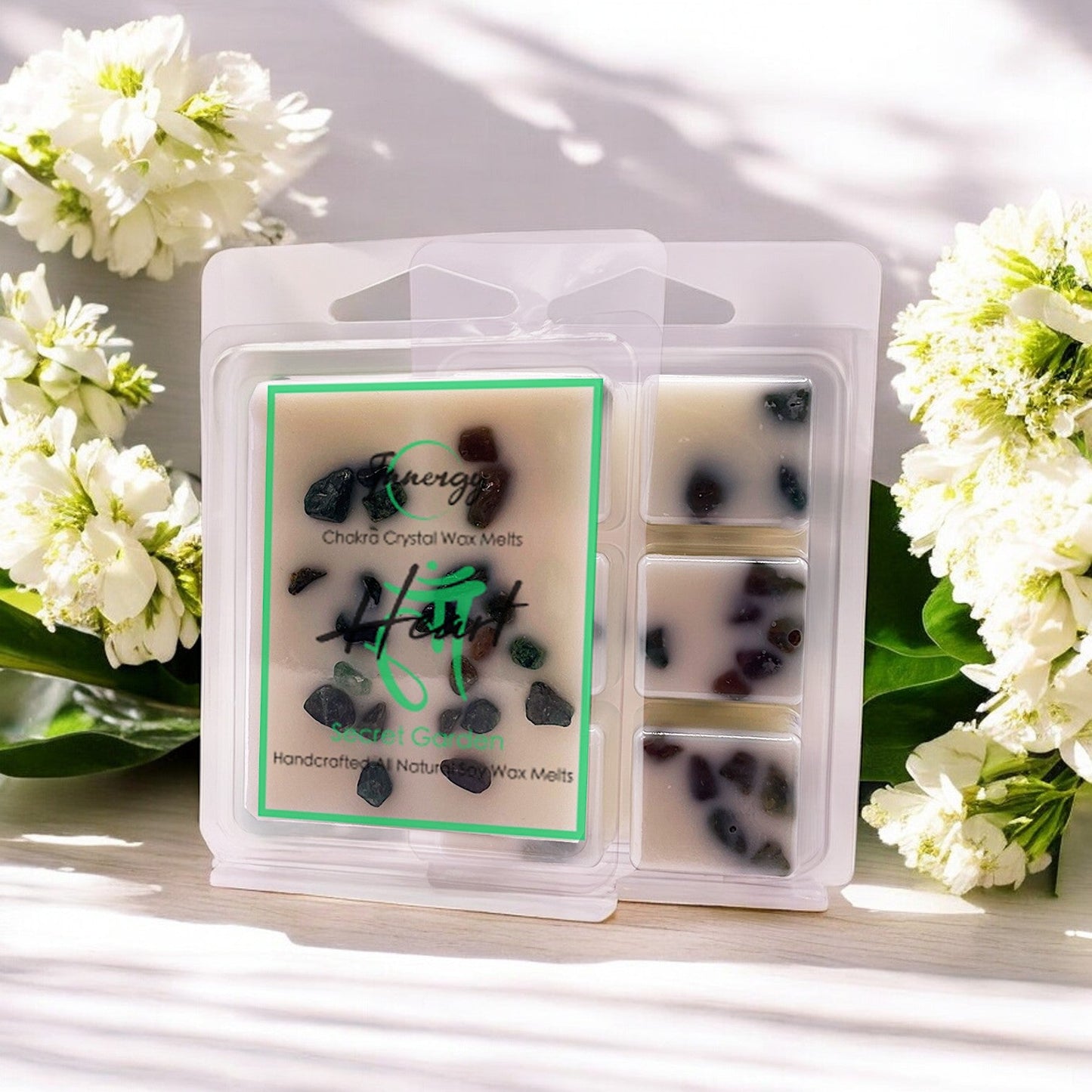 Heart Chakra Crystal-Enhanced Premium Coconut-Soy Wax Melts - Tampa Home & Garden Store