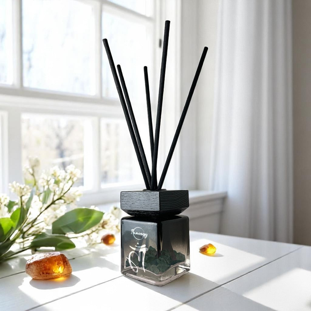 Heart Chakra Crystal-Enhanced Reed Oil Diffuser, Secret Garden Scent, 100ml - Tampa Home & Garden Store