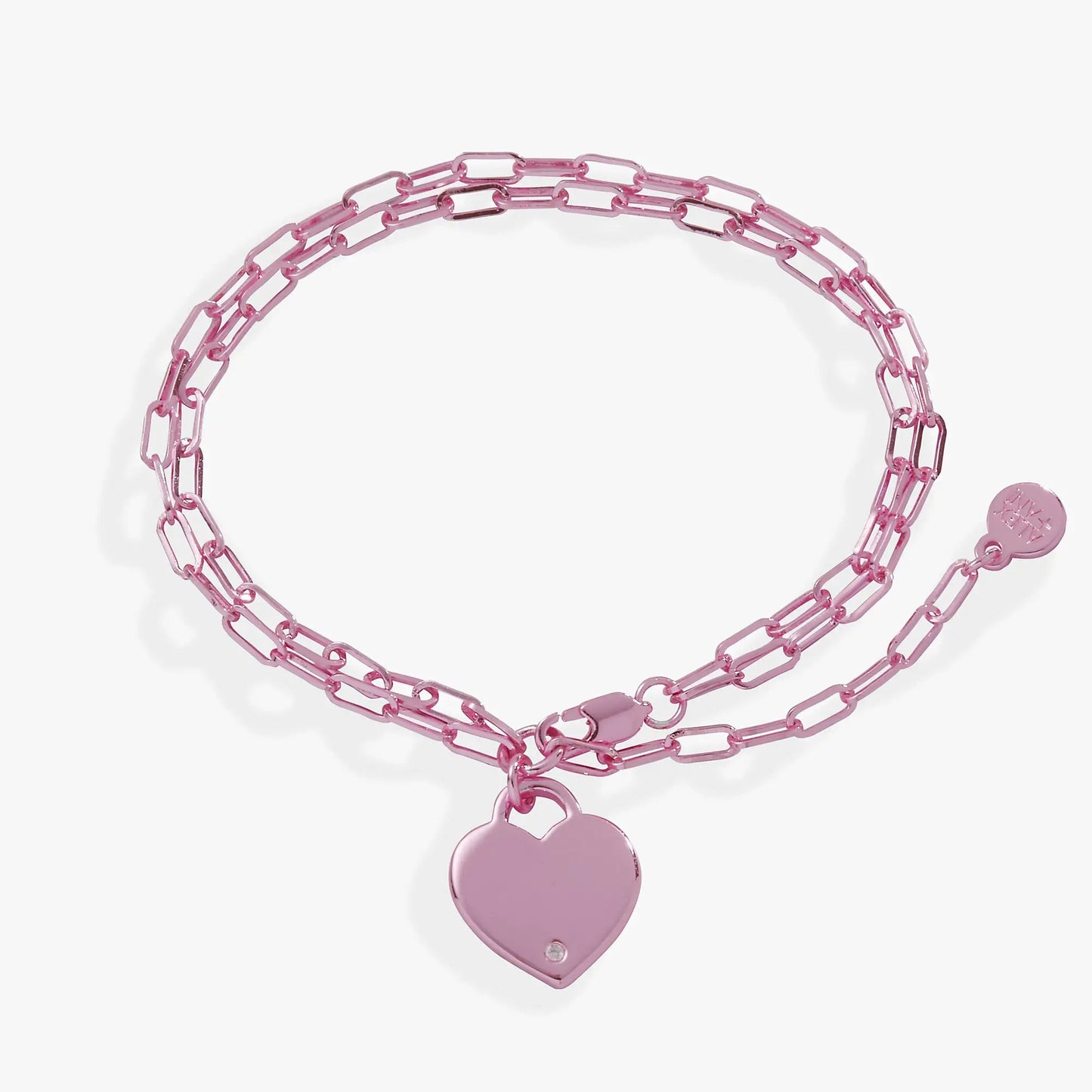 Heart Charm Double Paperclip Chain Bracelet pink with heart charm pendant by ALEX AND ANI on Tampa Home & Garden Store