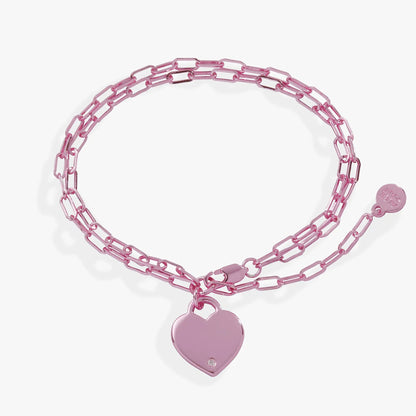 Heart Charm Double Paperclip Chain Bracelet pink with heart charm pendant by ALEX AND ANI on Tampa Home & Garden Store