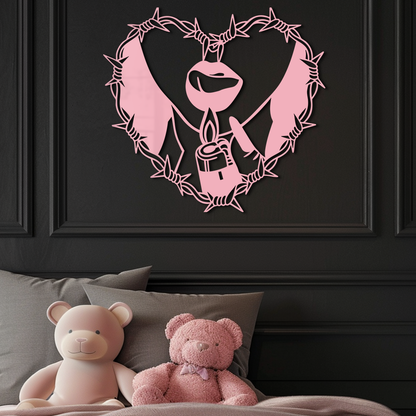 Heart Flame Metal Wall Art – Lips and Lighter Design with Barbed Wire Heart - KAFGP133 - Tampa Home & Garden Store