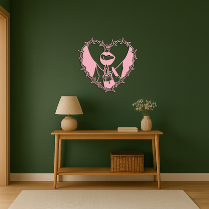 Heart Flame Metal Wall Art – Lips and Lighter Design with Barbed Wire Heart - KAFGP133 - Tampa Home & Garden Store