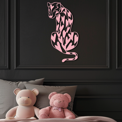 Heart Pattern Leopard Silhouette Metal Wall Art – Modern Animal Design - KAFGP044 - Tampa Home & Garden Store