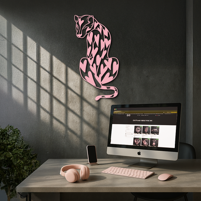 Heart Pattern Leopard Silhouette Metal Wall Art – Modern Animal Design - KAFGP044 - Tampa Home & Garden Store