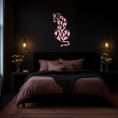Heart Pattern Leopard Silhouette Metal Wall Art – Modern Animal Design - KAFGP044 - Tampa Home & Garden Store