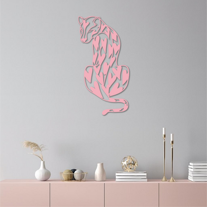 Heart Pattern Leopard Silhouette Metal Wall Art – Modern Animal Design - KAFGP044 - Tampa Home & Garden Store