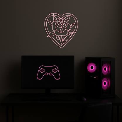 Heart Rose Silhouette Metal Wall Art – Romantic Flower Design - KAFGP034 - Tampa Home & Garden Store