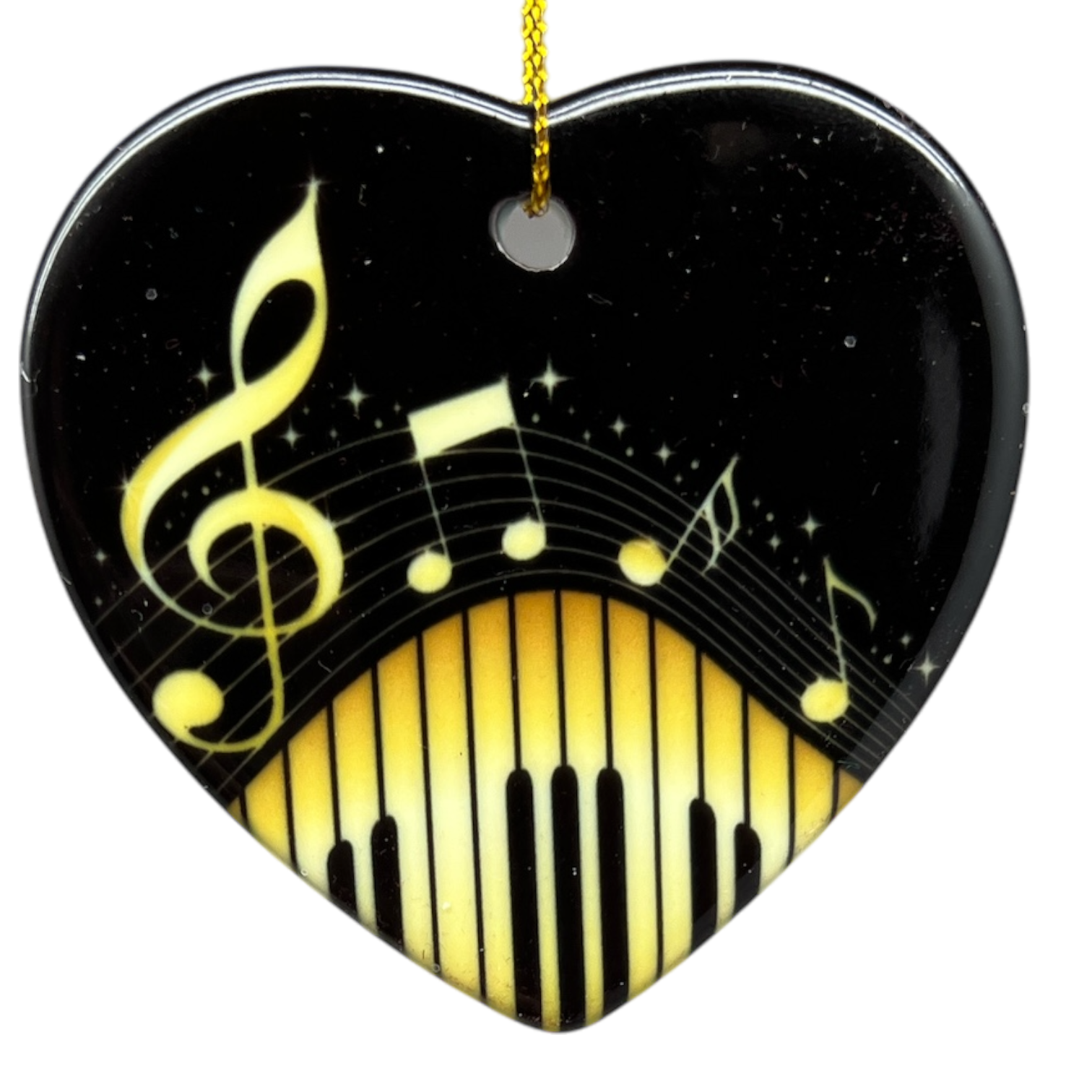 Heart Shaped Gold Music Note Piano Keys Ornament - Tampa Home & Garden Store
