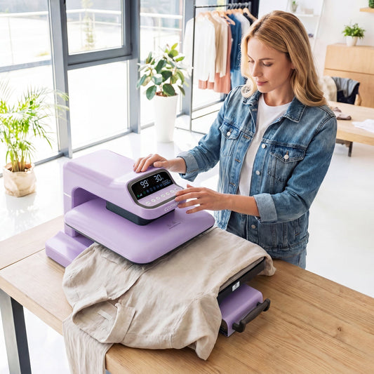 Purple 15x15 auto-release heat press machine, 1500W, COSTWAY unit for garment presses on Tampa Home & Garden Store