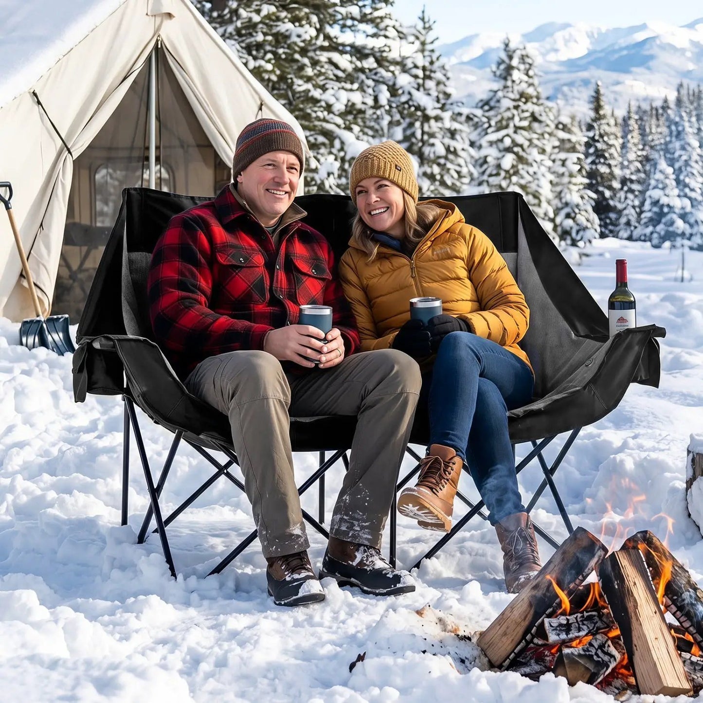 Heated Double Camping Chair With Four Zones