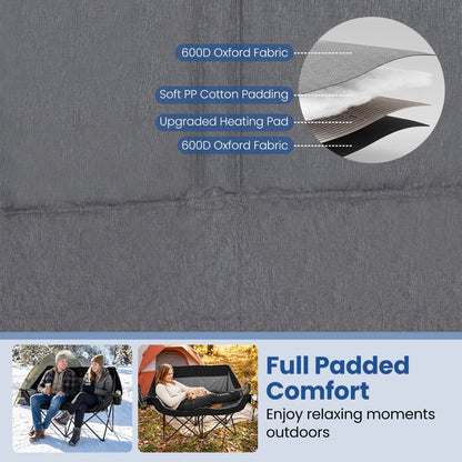 GemGear heated double camping chair with 4 heating zones, 600D Oxford fabric on Tampa Home & Garden Store