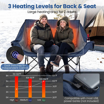 Heated Double Camping Chair With Four Zones