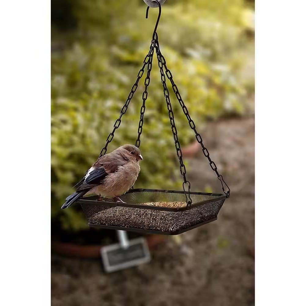 Heavy Duty Black Iron Mesh Bird Feeder Seed Tray with Easy to Hang Chain - Tampa Home & Garden Store